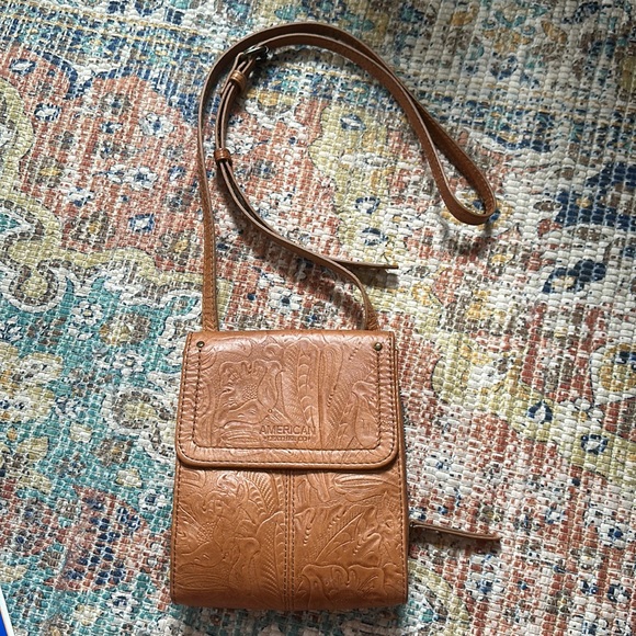 American Leather Crossbody bag “Kansas Brandy Tooled edition” - Picture 6 of 10